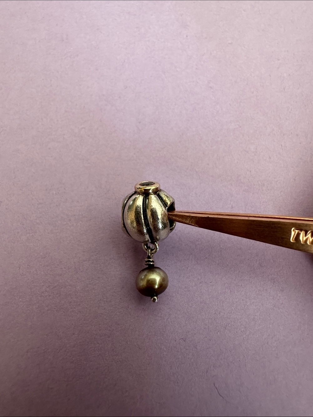 Retired Pandora Sterling Silver Charm with Pearl Drop
